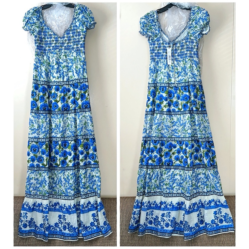 Alice + Olivia Rosalyn Floral Puff Sleeve Blue Maxi Dress - Picture 10 of 16